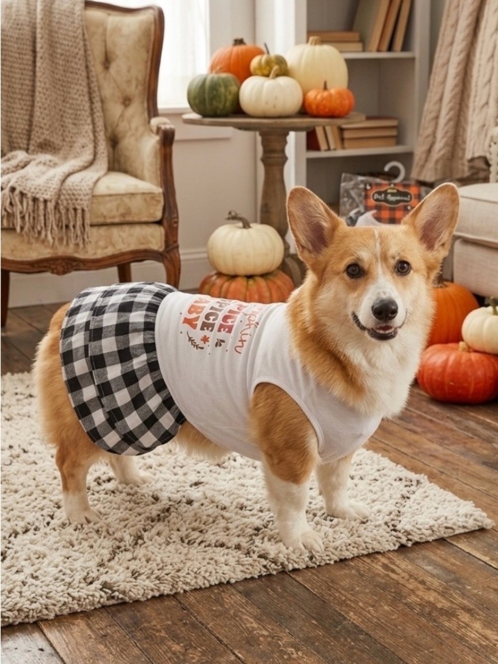 Pet Pumpkin Spice Spice Baby Plaid Dog Dress